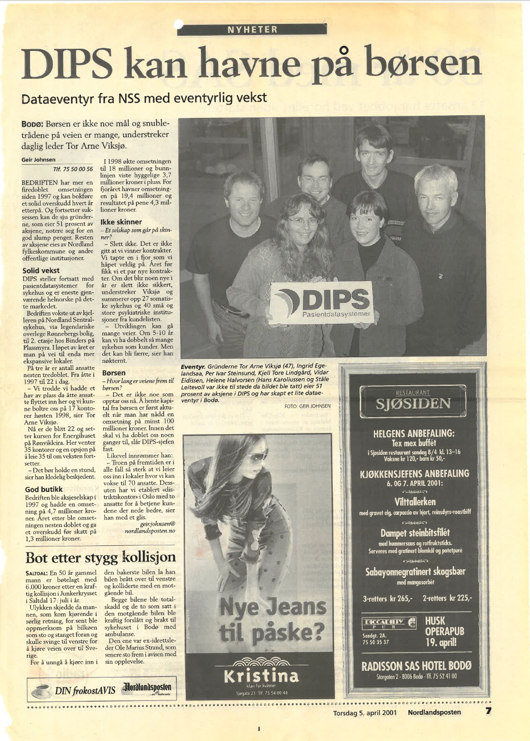Avisiutklipp fra Nordlandsposten 2001