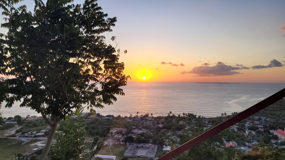 Sunset at Couteau, a small city near Port-a-Piment where the other expats are living